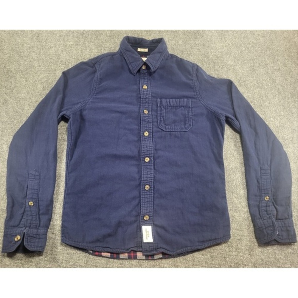 Ambercrom & Fitch Men's Large Blue Flannel Lined Button Down Front Long Sleeve
